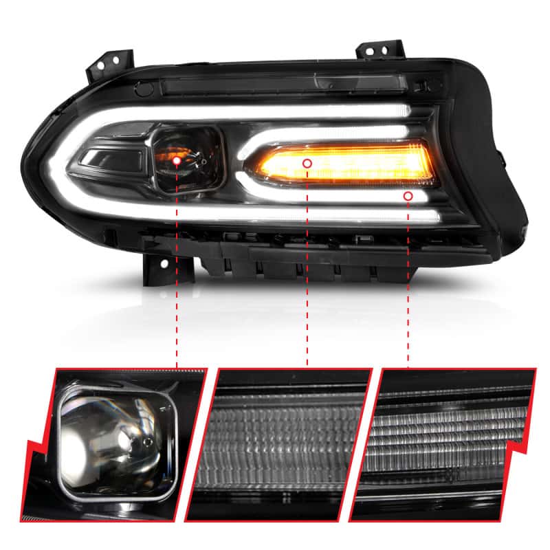 ANZO — ANZO 2015-2018 Dodge Charger Projector Headlights Plank Style Black
Head Light Set
HdLtSet - view 3
