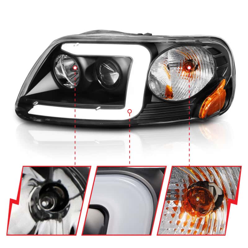 ANZO — ANZO 1997-2003 Ford F-150 Projector Headlights w/ Light Bar Black Housing
Head Light Set
HdLtSet - view 4