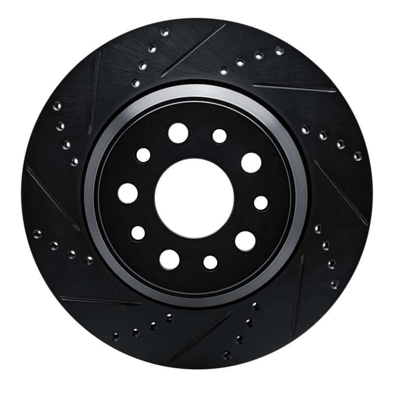 R1 Concepts — R1 14-16 Maserati Ghibli Rear Left Drilled & Slotted Black Brake Rotor
R1 Brake Rotor Drill - view 1