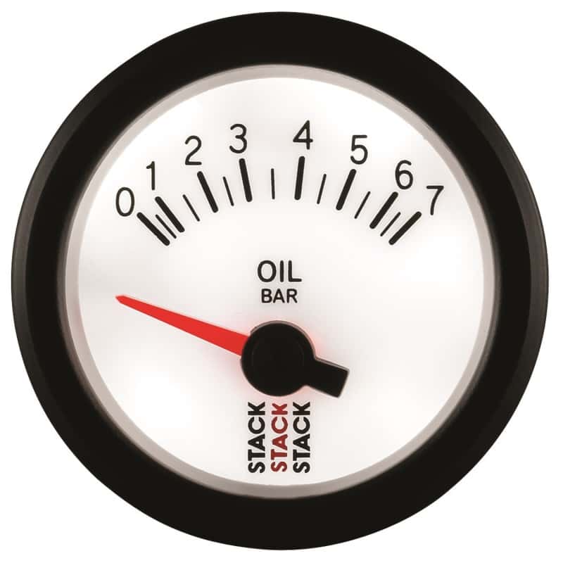 AutoMeter — Autometer Stack 52mm 0-7 Bar M10 Male Electric Oil Pressure Gauge - White
Ga OilP Elec Wt 7Bar - view 4