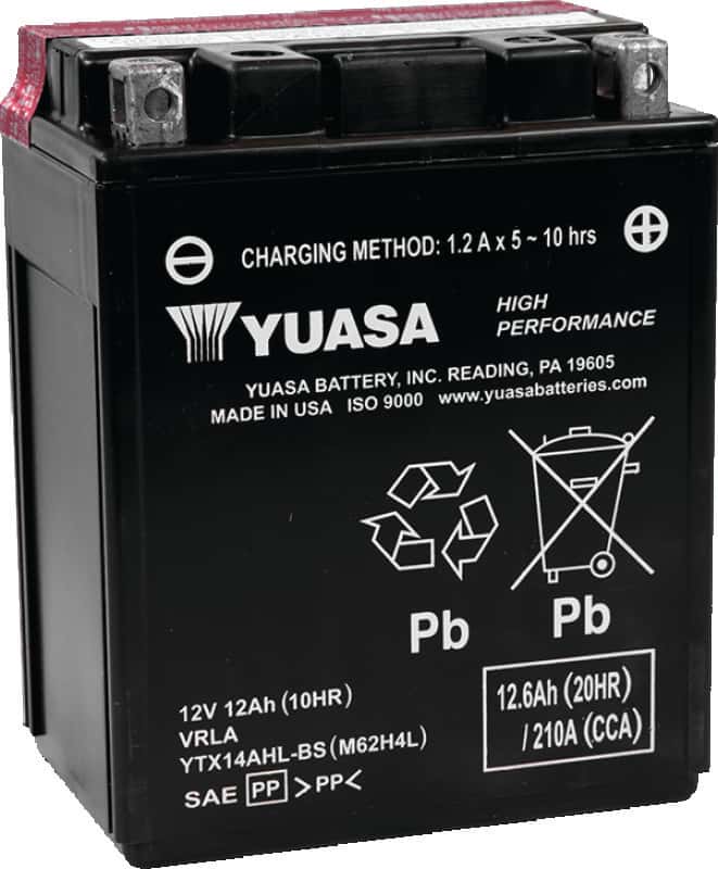 Yuasa Battery — Yuasa YTX14AHL-BS High Performance AGM 12-Volt Battery w/Bottle - view 1