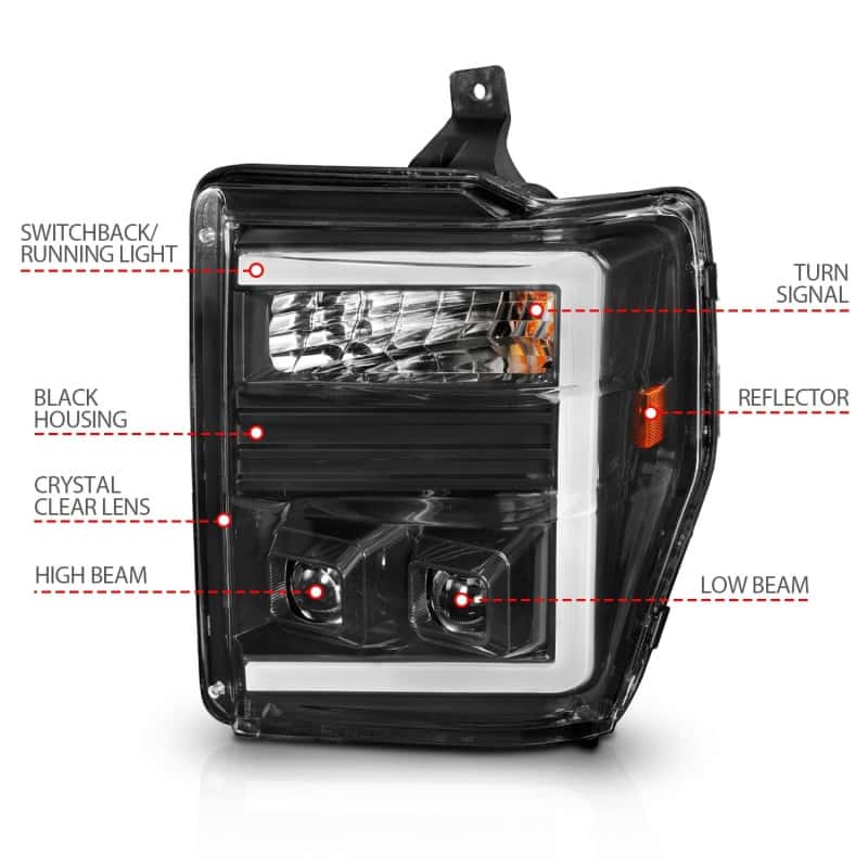 ANZO — ANZO 08-10 Ford F-250 - F-550 Super Duty Projector Headlights w/ Light Bar Switchback Black Housing
Head Light Set
HdLtSet - view 5