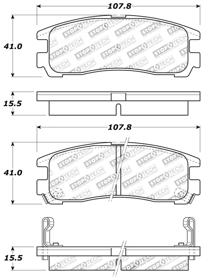 Stoptech — StopTech Performance 4/89-99 Mitsubishi Eclipse GST Rear Brake Pads
Sprt Brk Pad W/Hdwr - view 8