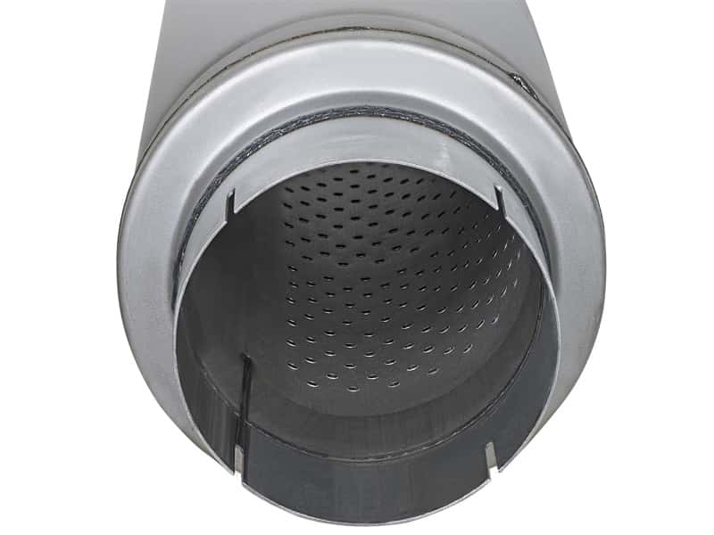 aFe — aFe ATLAS Aluminized Steel Muffler 5in Center/Center 24in L x 7in Diameter - Round Body
Aluminized Muffler - view 3