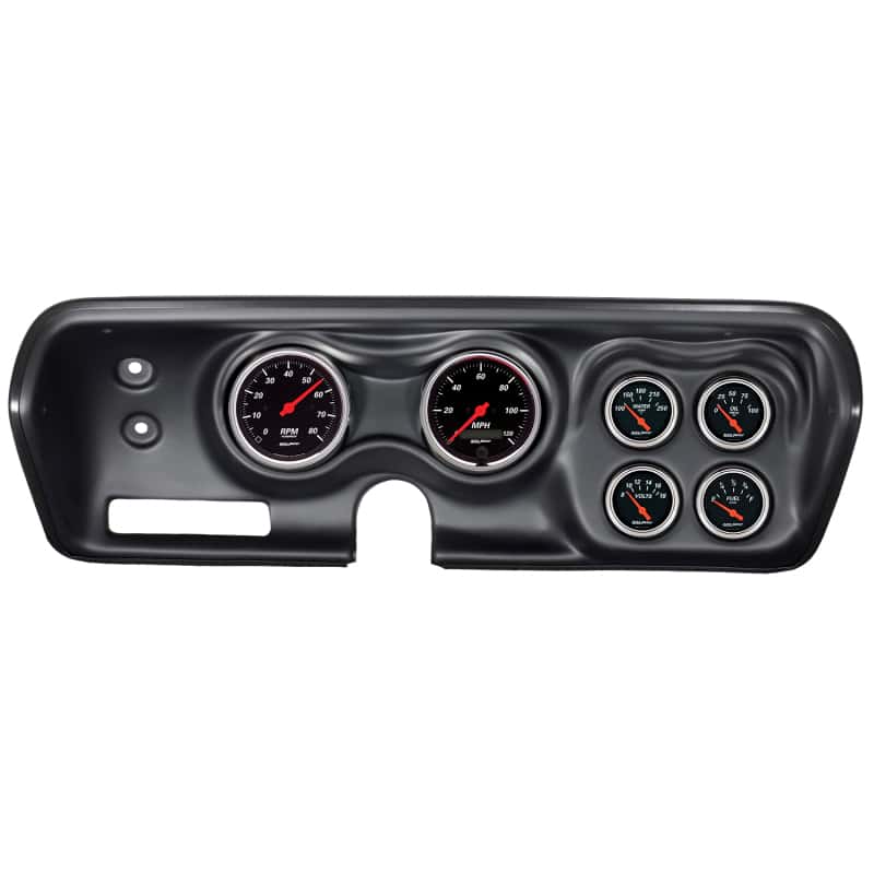 AutoMeter — Autometer Designer Black 71-74 Charger/ GTX/ Road Runner Dash Kit 6pc Tach/MPH/Fuel/Oil/WTMP/Volt
GA KT BBODY 71-74 DB - view 1