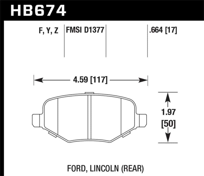 Hawk Performance — Hawk Ford Edge/Explorer/Flex/Taurus/ Lincoln MKS/MKT/MKX HPS Rear Brake Pads
Disc Brake Pad - view 2