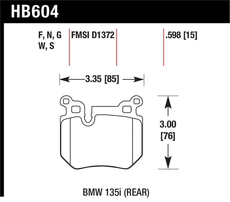 Hawk Performance — Hawk BMW 135i HP+ Street Rear Brake Pads
Disc Brake Pad - view 1