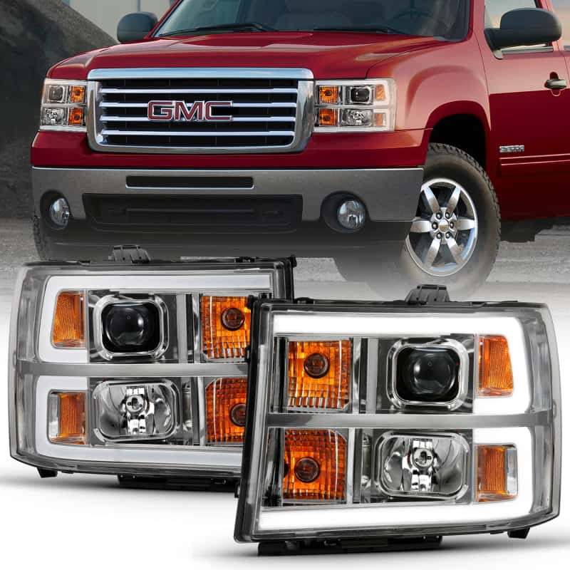 ANZO — ANZO 2007-2013 GMC Sierra 1500 Projector Headlight Plank Style Chrome w/ Clear Lens Amber
Head Light Set
HdLtSet - view 2