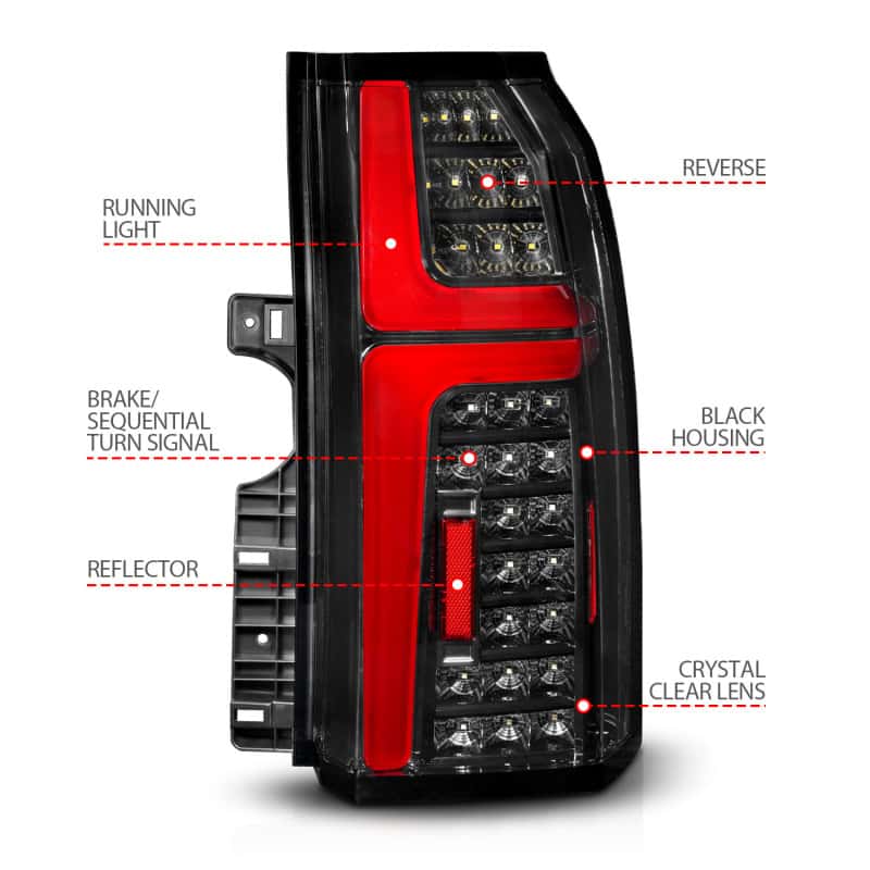ANZO — ANZO 15-20 Chevrolet Tahoe Sequential LED Tube Taillights Black
Tail Light Set - view 11