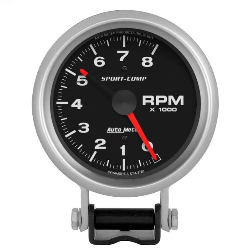AutoMeter — Autometer Standard 3-3/4in 8,000 RPM Pedestal Mount Tachometer
3-3/4" TACH, 8,000 R - view 1