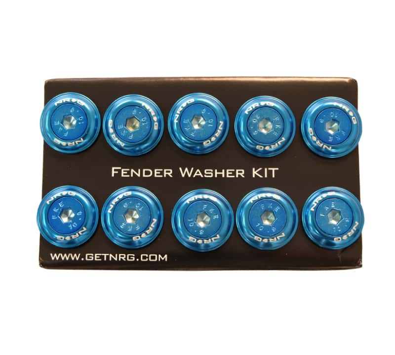 NRG — NRG Fender Washer Kit w/Color Matched M6 Bolt Rivets For Plastic (Blue) - Set of 10 - view 3