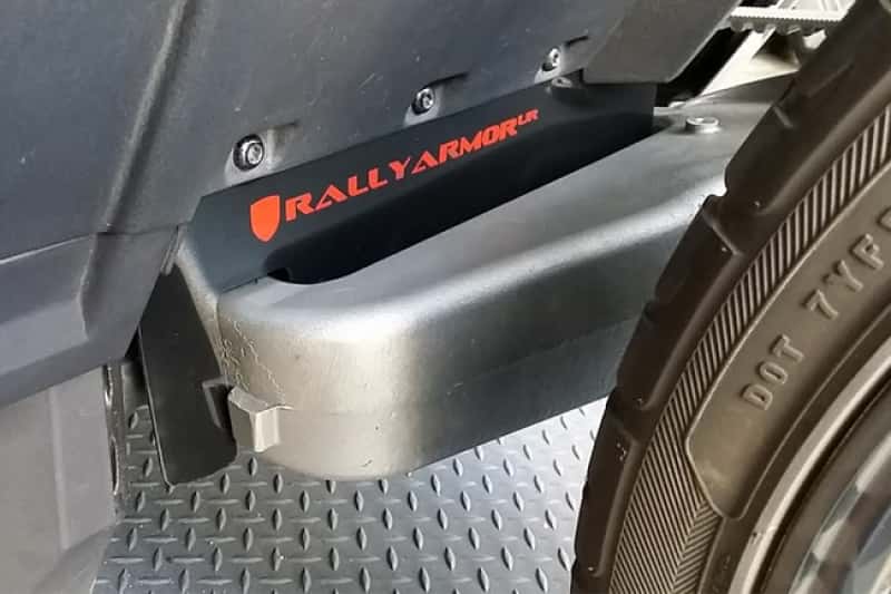 Rally Armor — Rally Armor 15-24 Polaris Slingshot Rear Swingarm Black UR Mud Flap w/Orange Logo (MOQ 200 PCS)
Mud Flap - view 2