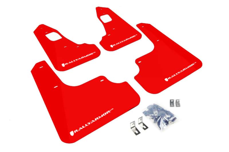 Rally Armor — Rally Armor 08-17 Mitsubishi EVO X Red UR Mud Flap w/ White Logo
Mud Flap - view 1
