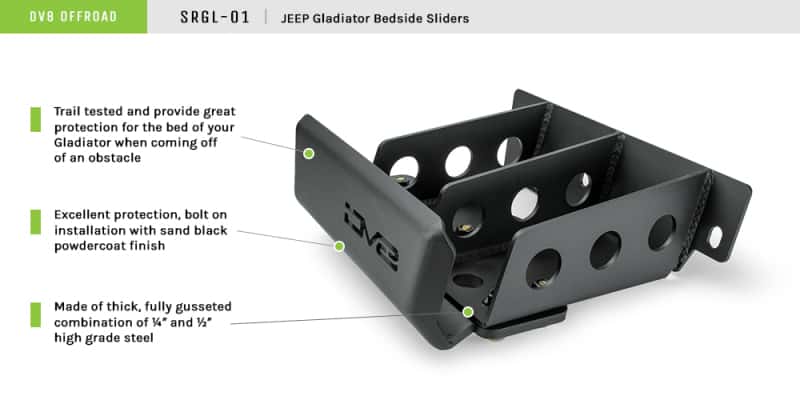 DV8 Offroad — DV8 Offroad 2019+ Jeep Gladiator Bedside Sliders
Rock Sliders - view 4
