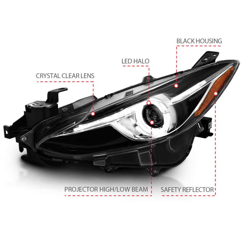 ANZO — ANZO Projector Headlights With Halo Black w/Amber 14-17 Mazda 3
Head Light Set
HdLtSet - view 7