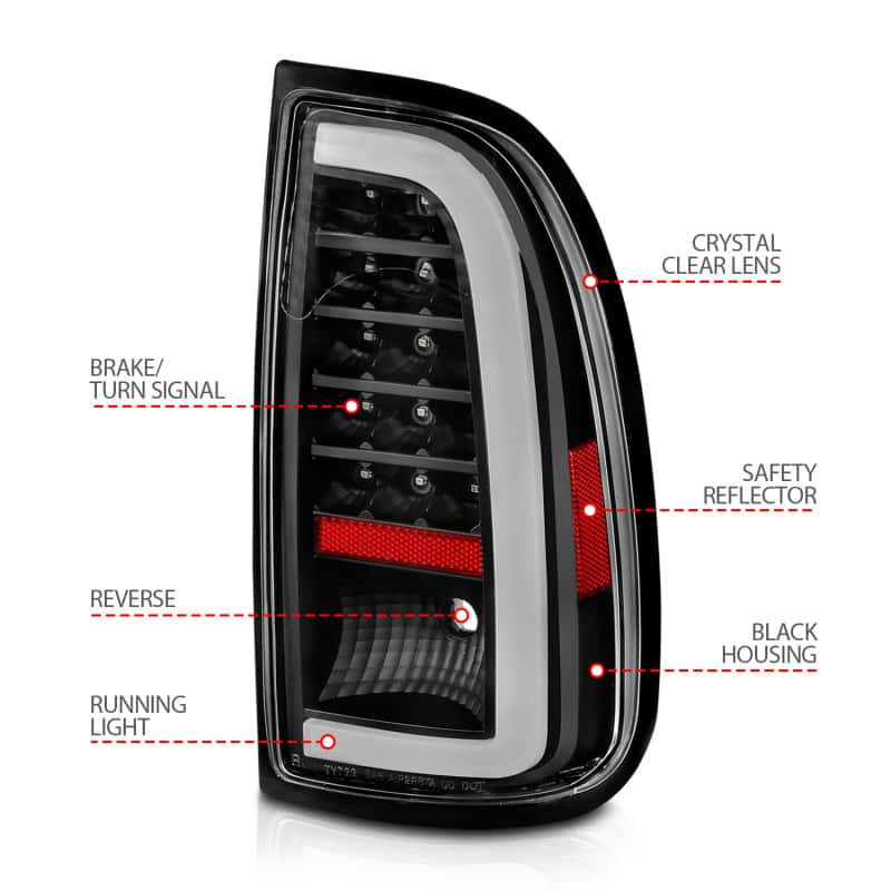 ANZO — ANZO 00-06 Toyota Tundra LED Taillights w/ Light Bar Black Housing Clear Lens - view 11
