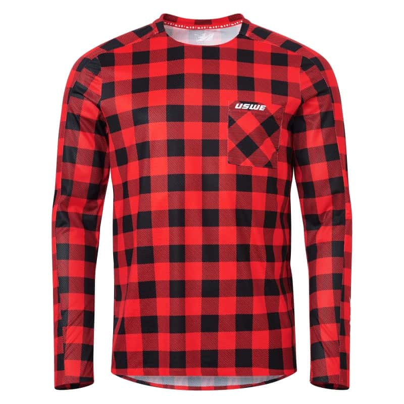 USWE — USWE Flannel Long Sleeve Lightweight Off-Road Jersey Flame Red - 2XL - view 2