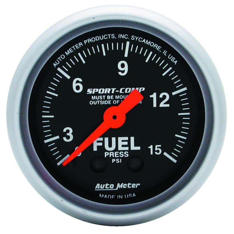 AutoMeter — Autometer 2-1/16in 0-15 PSI Mechanical Sport-Comp Fuel Pressure Gauge
2" FUEL PRESS, 0-15 - view 2
