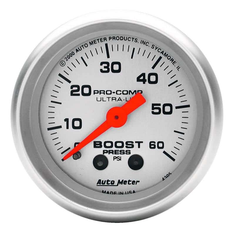 AutoMeter — Autometer Ultra-Lite 52mm 60 PSI Mechanical Boost Gauge
2" BOOST, 0-60 PSI, - view 2