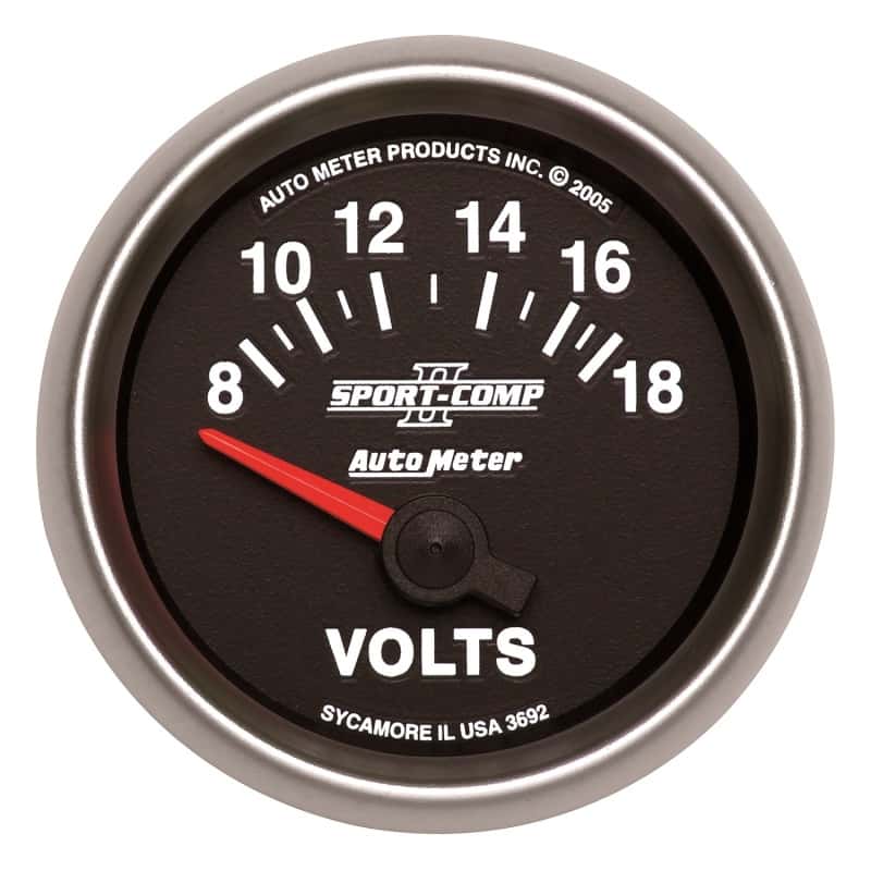 AutoMeter — Autometer Sport-Comp II 52mm 8-18 Volt Short Sweep Electronic Voltmeter
2-1/16" VOLTMETER, 8 - view 1