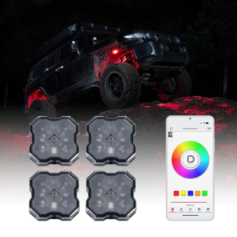 Diode Dynamics — Diode Dynamics Stage Series SXS Rock Light Installer Kit RGBW M8 (4-pack) - view 2