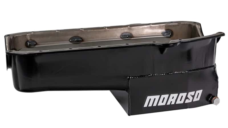 Moroso — Moroso Pre-80 Chevrolet SBC (w/Driver Side Dipstick) Wet Sump 7qt 7.5in Steel Oil Pan - Black - view 4