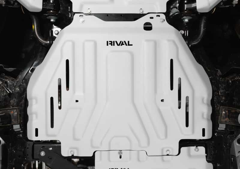 Rival 4x4 — Rival 24-26 Tacoma 4Runner GX550 Tundra (all i-Force) Aluminum Transmission Cat Converter Skid Plate
Cat Conv Skid Plate - view 2