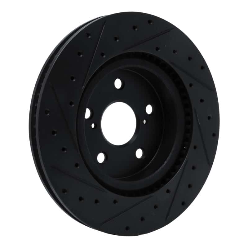 R1 Concepts — R1 18-25 Lexus UX250h Front Right Drilled & Slotted Black Brake Rotor - view 5