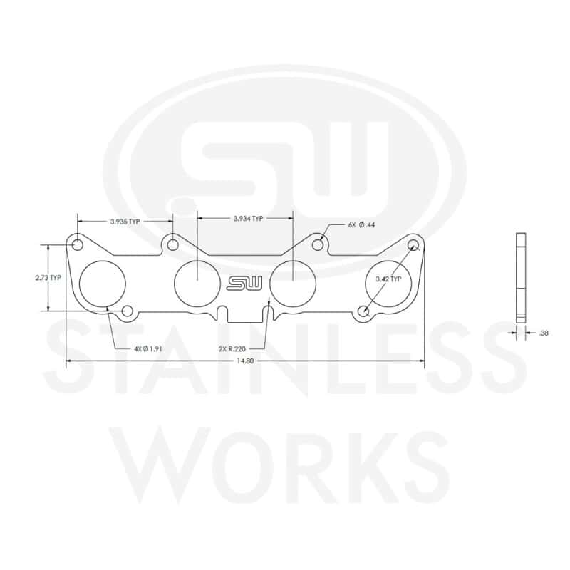 Stainless Works — Stainless Works Ford 5.2L/5.0L Coyote Round Port Header 304SS Exhaust Flanges 1-3/4in Primaries
HFFORD5.0175

Header Flange - view 3