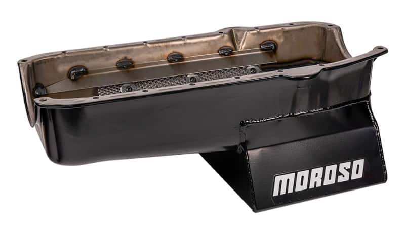 Moroso — Moroso 86-Up Chevrolet SBC (w/1 Piece Rear Main Seal) Wet Sump 7qt 8.25in Steel Oil Pan - Black - view 4