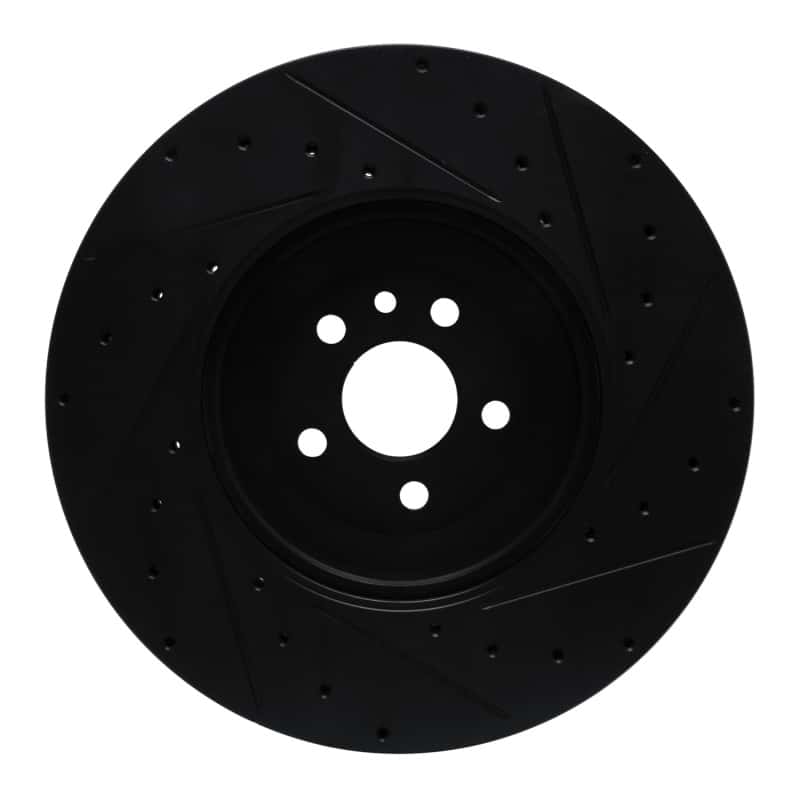 R1 Concepts — R1 21-25 Jaguar F-Pace Front Left Drilled & Slotted Black Brake Rotor - view 6