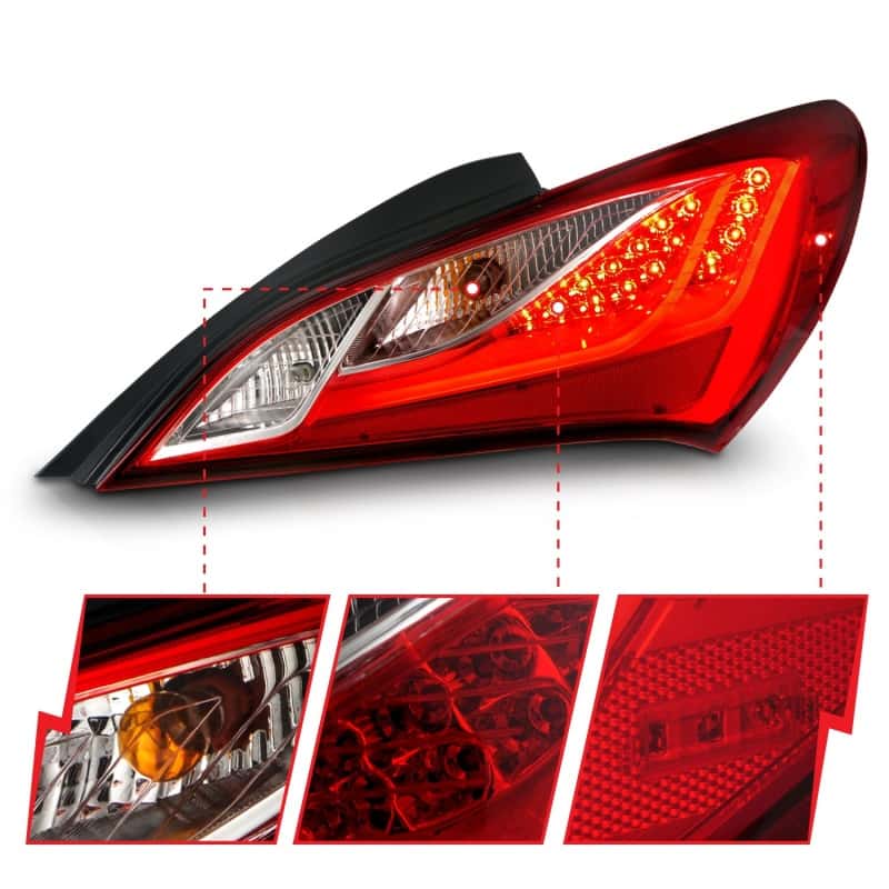 ANZO — ANZO 2010-2013 Hyundai Genesis LED Taillights Red/Clear - view 7