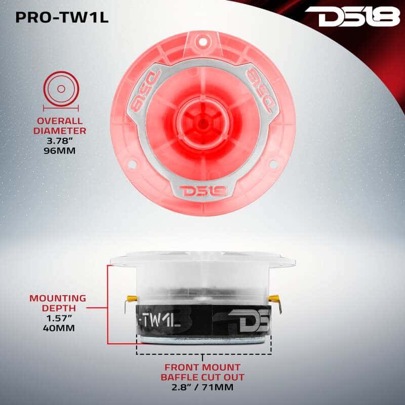 DS18 — DS18 3.8in Super Bullet Tweeter 120 Watts RMS 1in Aluminum Vc 4 ohm RGB LED Lights- Pair - view 3