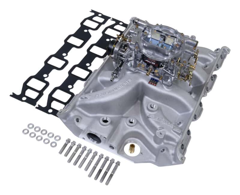 Edelbrock — Edelbrock Manifold And Carb Kit Performer RPM Ford FE Natural Finish
POWER PKG - view 1