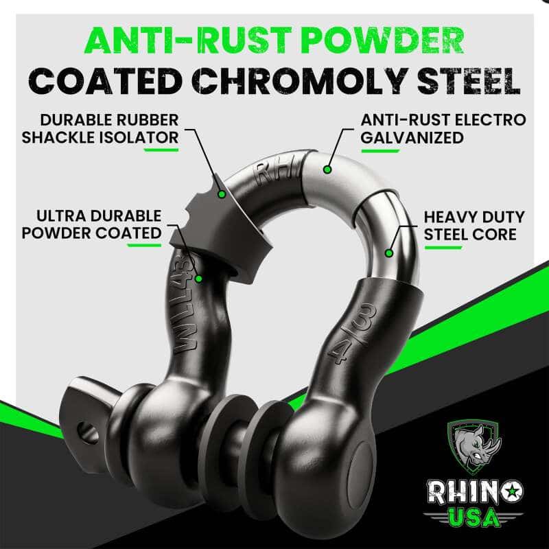 Rhino USA — Rhino USA 3/4In D-Ring Shackle Set (2-Pack) Matte Black
Tow Hook - view 3