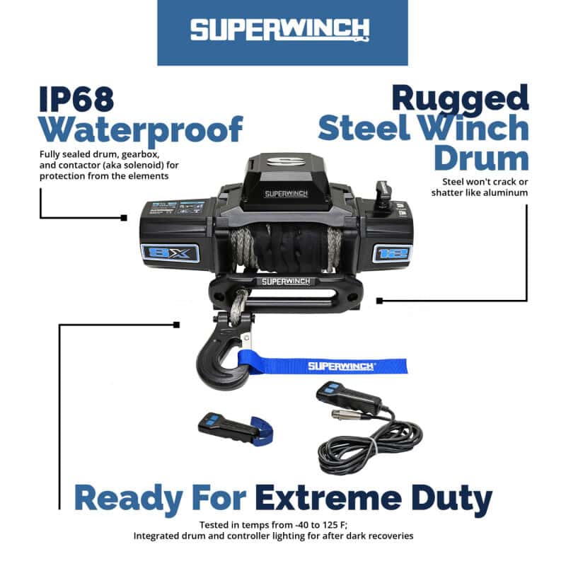 Superwinch — Superwinch 12000 LBS 12V DC 3/8in x 80ft Synthetic Rope SX12SR Winch - Semi Gloss Black
Winch - view 16