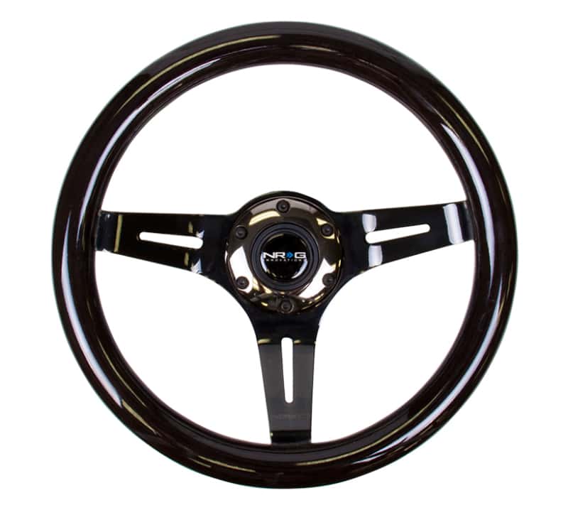 NRG — NRG Classic Wood Grain Steering Wheel (310mm) Black w/Black Chrome 3-Spoke Center - view 3