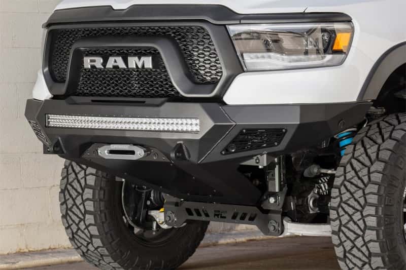 Addictive Desert Designs — Addictive Desert Designs 2019 Ram Rebel 1500 Stealth Fighter Fr Bumper w/Winch&Parking Sensor Mounts
Bumper- Front
Bumpers - view 1