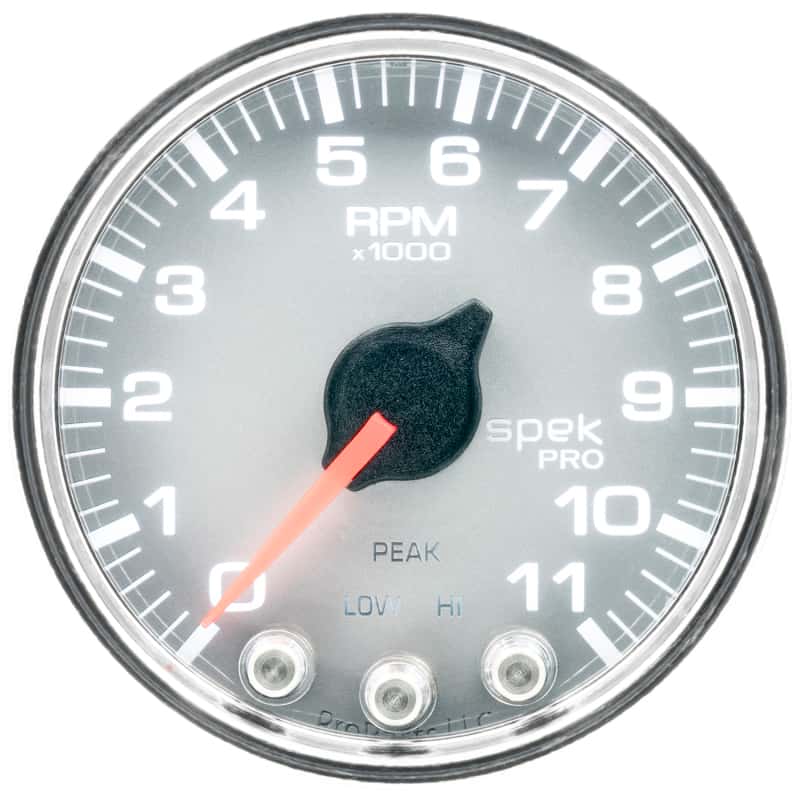 AutoMeter — Autometer Spek-Pro Gauge Tach 2 1/16in 11K Rpm W/ Shift Light & Peak Mem Slvr/Chrm
GA 2" 11KRPM SCC SPK - view 2