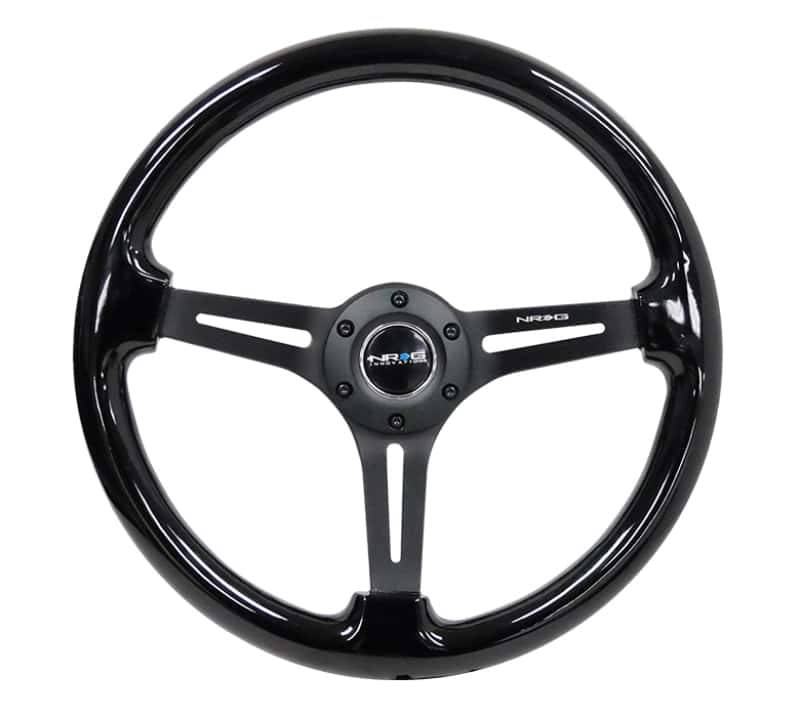 NRG — NRG Reinforced Steering Wheel (350mm / 3in. Deep) Blk Wood w/Blk Matte Spoke/Black Center Mark - view 1