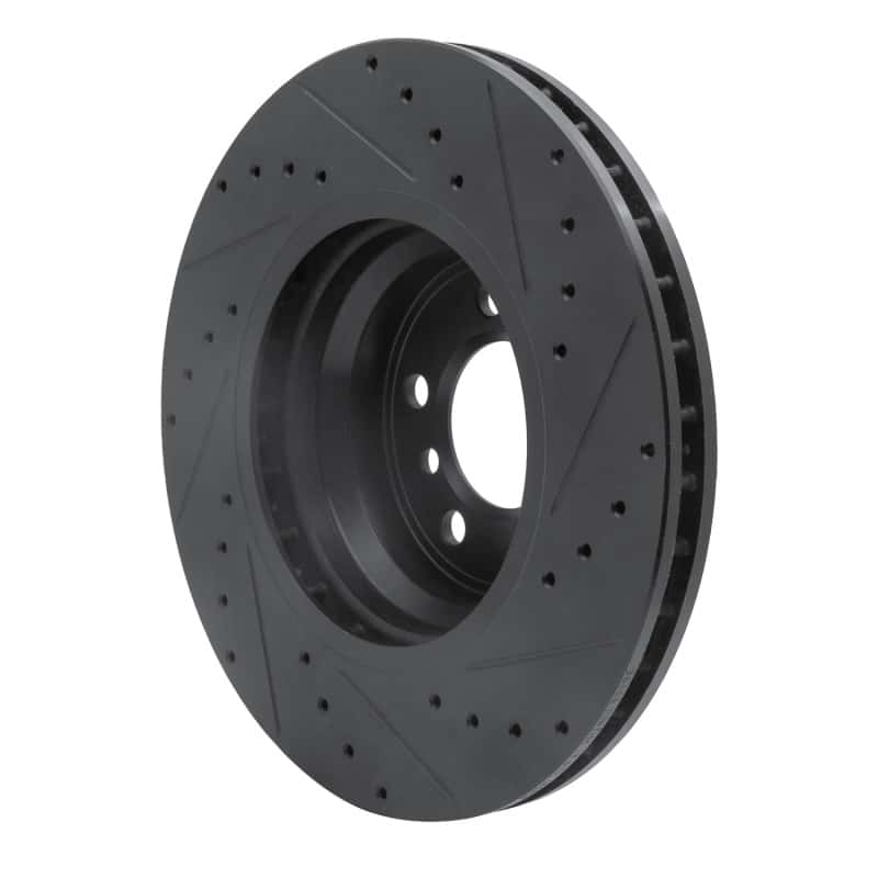 R1 Concepts — R1 02-08 BMW 745LI Front Left Drilled & Slotted Black Brake Rotor
R1 Brake Rotor Drill - view 4