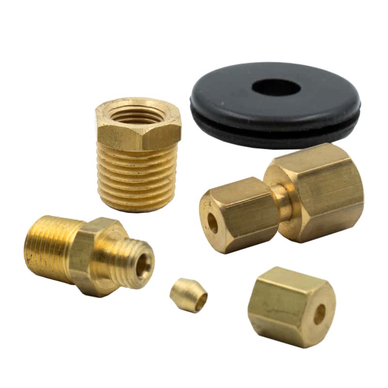 AutoMeter — Autometer 1/8in NPTF Compression to 1/8in Line Brass Fitting Kit
FIT 1/8 NPT COMPR - view 1