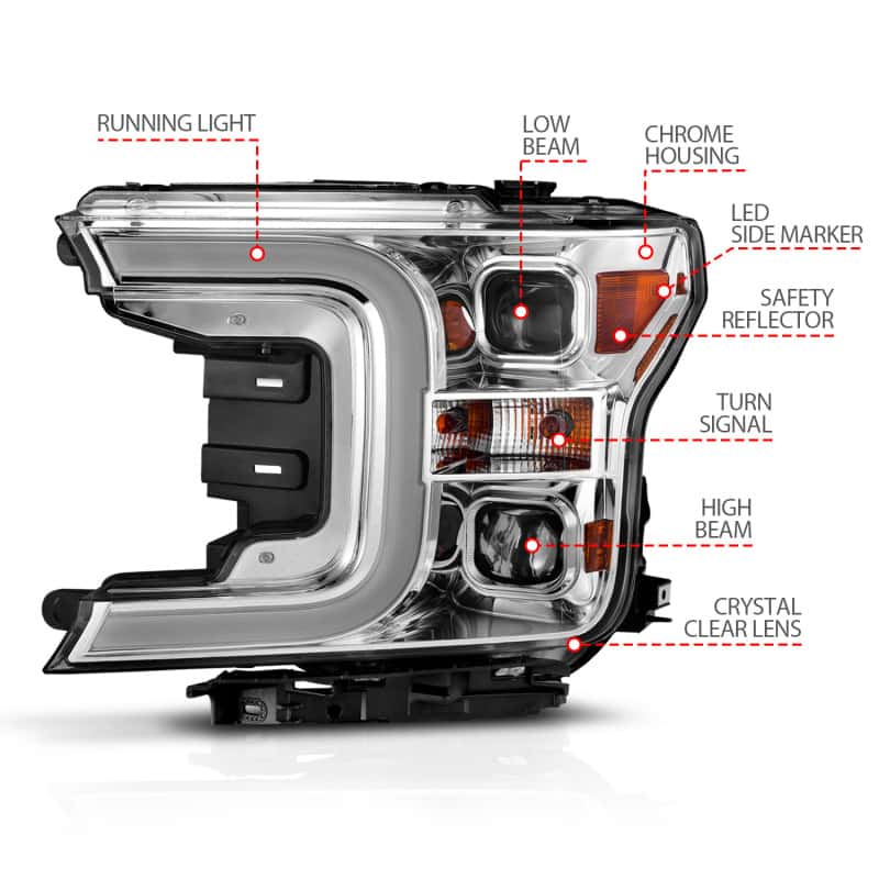 ANZO — ANZO 18-19 Ford F-150 Projector Headlights w/Plank Style Switchback Chrome w/Amber
Projector Headlights
Head Light Set - view 17
