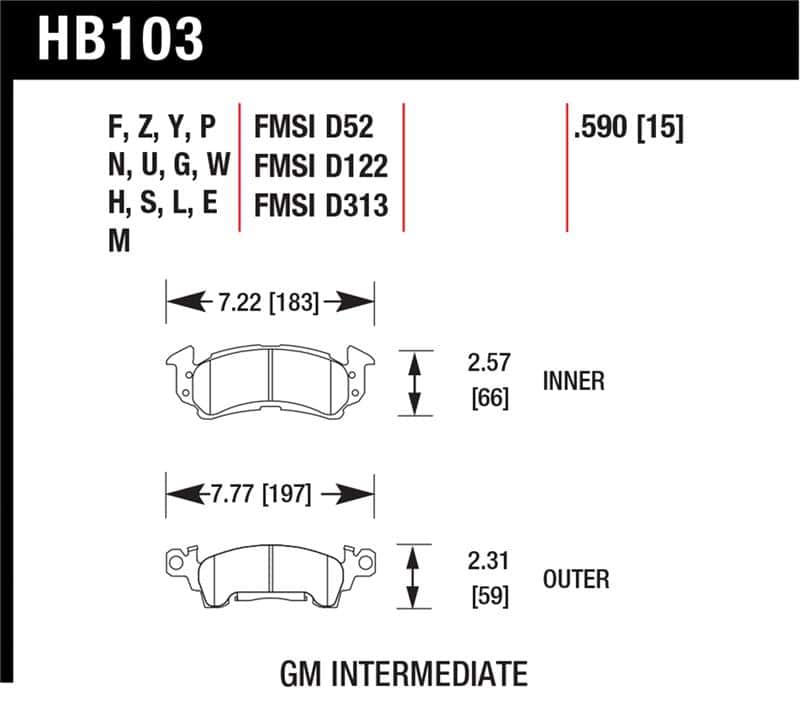 Hawk Performance — Hawk 1975-1975 Buick Apollo SR HPS 5.0 Front Brake Pads
Disc Brake Pad - view 1
