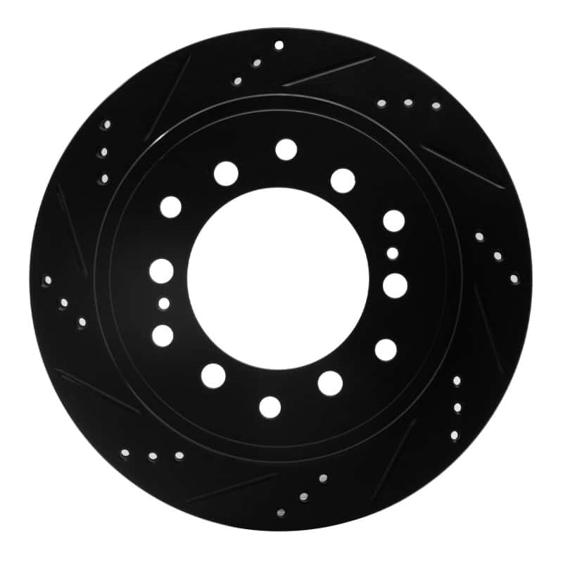 R1 Concepts — R1 2010-2024 Lexus GX460 Rear Left Drilled & Slotted Black Brake Rotor
R1 Brake Rotor Drill - view 1