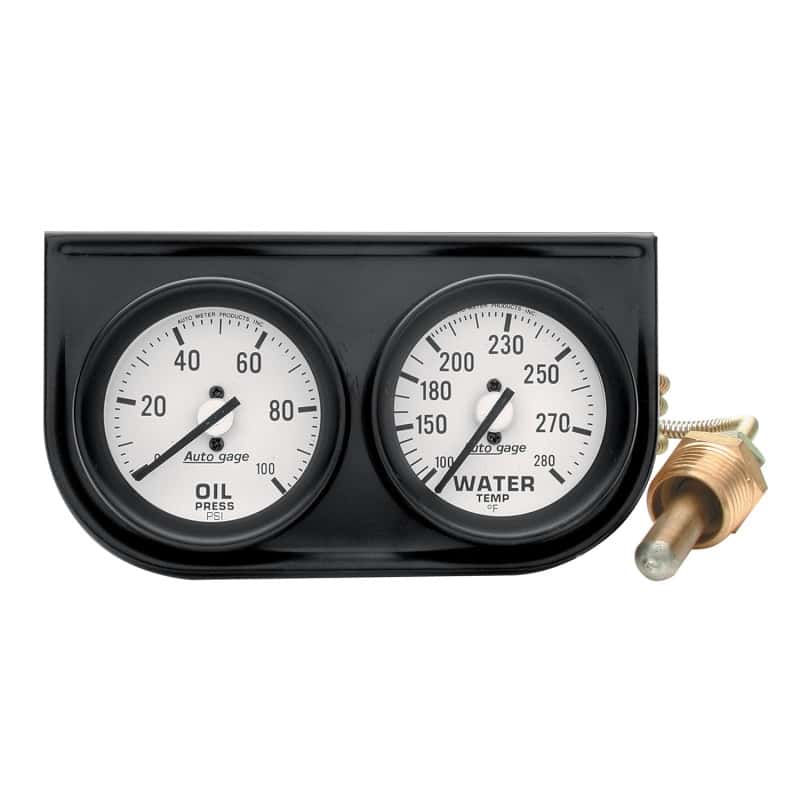 AutoMeter — Autometer AutoGage Two-Gauge Console 2-1/16in Mech 0-100 PSI Oil Press/100-280 Deg Water Temp-Black
2 GA PNL OP/WT B AG - view 1