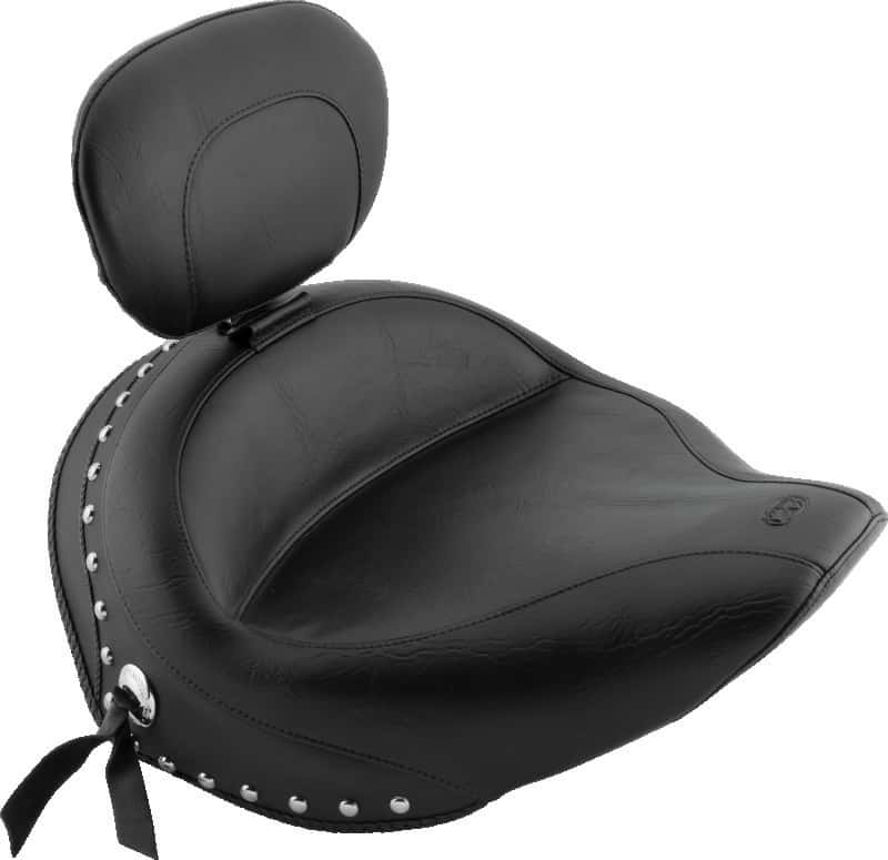 Mustang Motorcycle — Mustang 06-15 Yamaha Roadliner, Stratoliner Wide Touring Solo Seat w/Driver Backrest Studs - Black - view 1