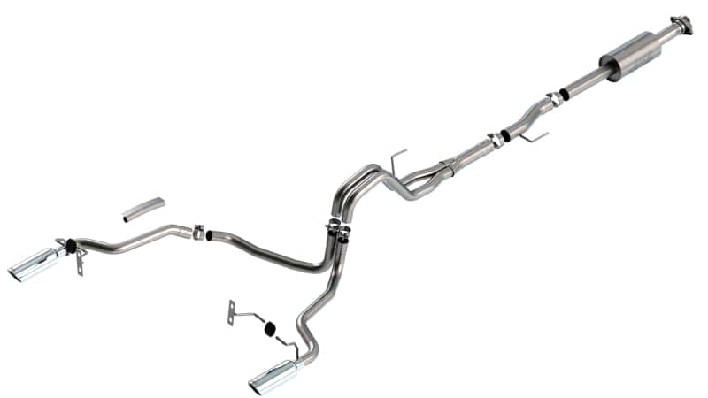 Borla — Borla F-150 2021 2.7L/3.5L 4dr CC SB EC STB Lari/King R/Plinum/LTD 3/2.25 SRE CB S-Type CHR Tips
Cat-Back System - view 2