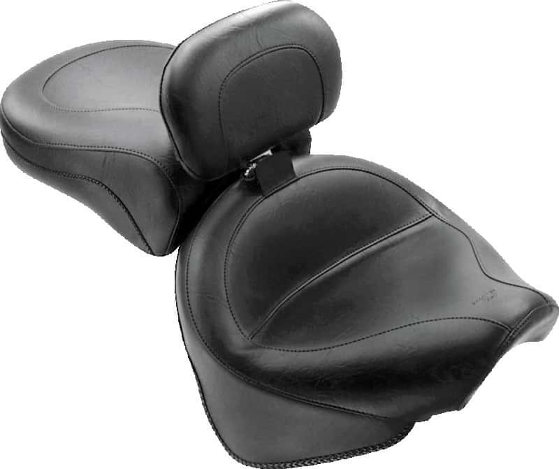 Mustang Motorcycle — Mustang 99-11 Yamaha V-Star 1100 Custom Wide Touring 2PC Seat w/Driver Backrest - Black - view 1