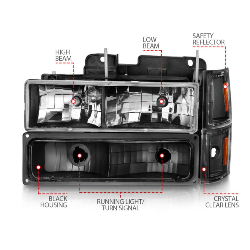 ANZO — ANZO 88-98 Chevrolet C1500 Crystal Headlights Black
Head Light Set
HdLtSet - view 9